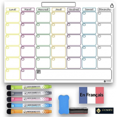 Magnetic Whiteboard Organizer Monthly Memo Erasable Slate for Fridge Kitchen, 5 Magnetic Markers and 1 Eraser,...