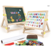 kramow 3 in 1 Children's Easel Board, Double Sided Magnetic Black and White Board Alphabet Puzzle Accessories, Educational Toy...