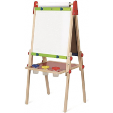 Hape Toy - All-in-One Wooden Easel - Children's Double-Sided Board - Blackboard and Magnetic Whiteboard with Roller...