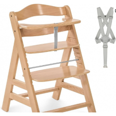 Hauck Alpha Plus Wooden Baby High Chair - Scalable from 6 Months, Adjustable, 5-Point Harness, Safety Bar, Resistant...