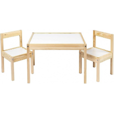 Ikea Latt-Children's Table with 2 Chairs, White, Pine, Kiefer, Beige, Table with 2 Chairs, White