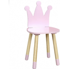 HOME DECO KIDS HD6922 Pink Crown Chair Children's Bedroom Furniture Decoration, Wood-PIN, 28 x 27 x 54